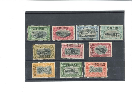 Stamp of Belgian Congo » 1909 Brussels Surcharge Série complète, surcharge type 2, neuf, le 39B ave