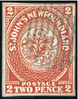 Stamp of Canada » Newfoundland 1857-64 2d scarlet-vermilion, no wmk, imperf, used