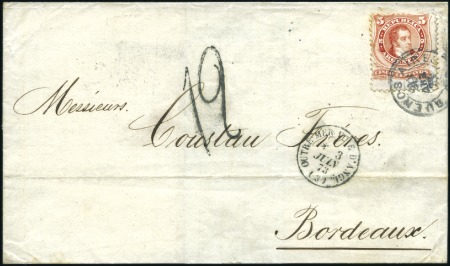 Stamp of France Cachet d'entrée en NOIR au lieu de rouge "Outre-me