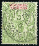 Stamp of Colonies françaises » Nouvelle-Calédonie 1908-1910, Rare cachet Service maritime sur 5 timb
