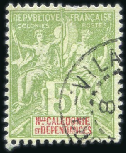 Stamp of New Hebrides 1905 Oblitération Port Vila sur 5c Groupe de Nouve
