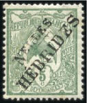 Stamp of New Hebrides 1908 Essai de surcharge "Nelles Hébrides" sur troi