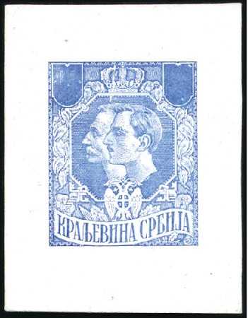 Stamp of Serbia 1918-20 Alexander & Peter, two proofs without tabl