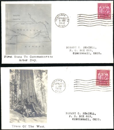 Stamp of United States 1932 2c Arbor Day (717), four First Day covers wit