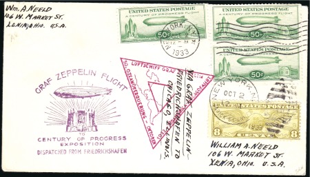 Stamp of United States 1933 50c Zeppelin (C18) six covers comprising four