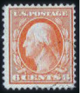 Stamp of United States 1909 6c Red Orange on Bluish (362), bright color, 