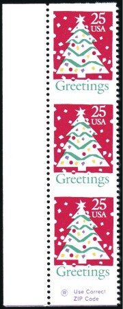 Stamp of United States 1990 25c Christmas Tree Imperforate Between (2515a