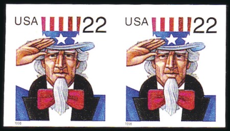 Stamp of United States 1998 22c Uncle Sam, Die Cutting Omitted (3263a), N