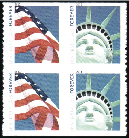 Stamp of United States 2011 (44c) Forever , Unslit Between (4486-4487var)