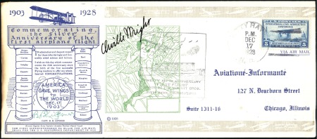 Stamp of United States 1928 Orville Wright, full signature on legal sized