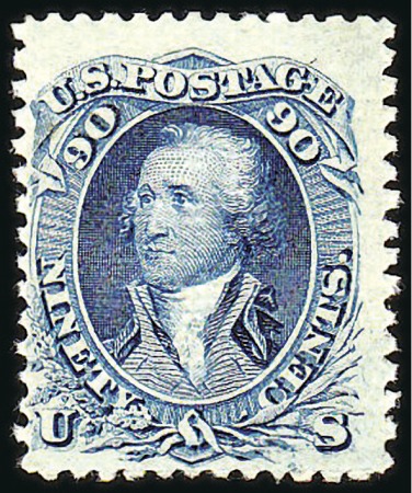 Stamp of United States 1861-66 90c Blue, F. Grill (101) original gum, two