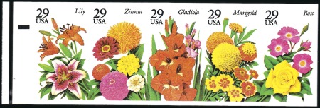 Stamp of United States 1994 29c Garden Flowers, Imperforate Booklet Pane 
