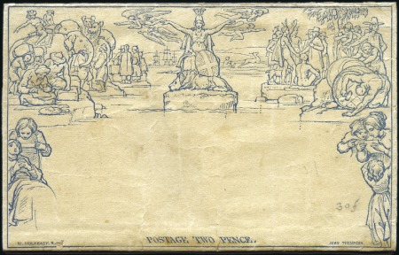 Stamp of Great Britain » 1840 Mulreadys & Caricatures 1842 (Jan 28) 1d Mulready lettersheet, stereo A2,