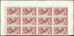 Stamp of Ireland 5s Rose-red, composite setting with block of twelv