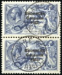 Stamp of Ireland 10s Grey-blue, vertical used pair both showing the