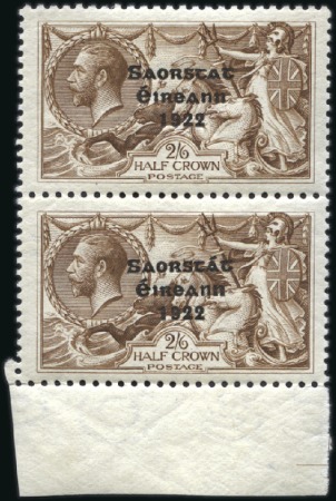 Stamp of Ireland 2s6d Brown, mint nh bottom marginal vertical pair,
