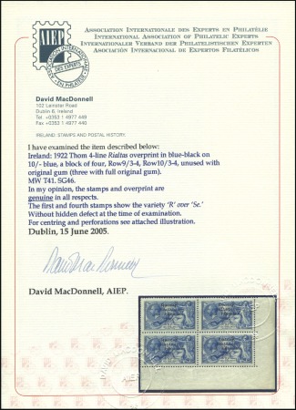 Stamp of Ireland 2s6d Chocolate-brown to 10s grey-blue, mint set in