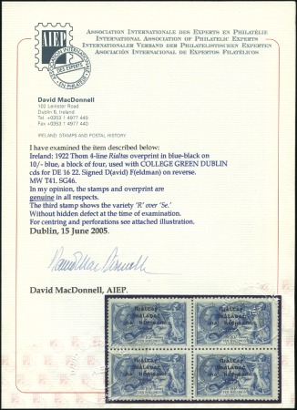 Stamp of Ireland 2s6d Chocolate-brown to 10s grey-blue, used set in