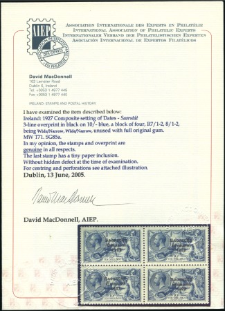 Stamp of Ireland 10s Grey-blue, mint nh block of four from the comp