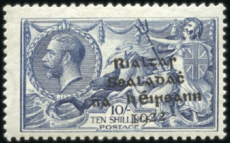 Stamp of Ireland 10s Grey-blue, mint single showing SLOPING OVERPRI