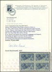 Stamp of Ireland 10s Grey-blue, mint block of four, showing MAJOR R