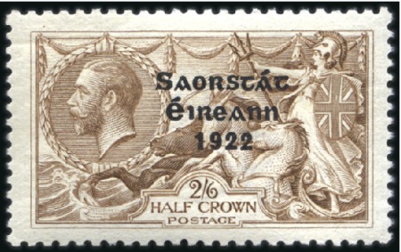 Stamp of Ireland 2s6d Chocolate-brown to 10s dull grey-blue, mint n