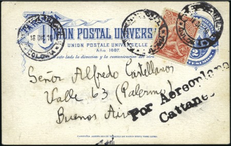 Stamp of Uruguay 1910 (18 Dec) 2c Postal Stationery card (1887) wit