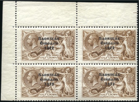 Stamp of Ireland 2s6d Chocolate-brown, mint nh top left corner marg