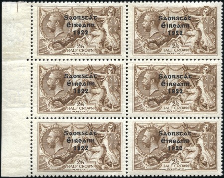 Stamp of Ireland 2s6d Chocolate-brown, mint left marginal block of