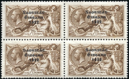 Stamp of Ireland 2s6d Chocolate-brown, mint block of four, showing