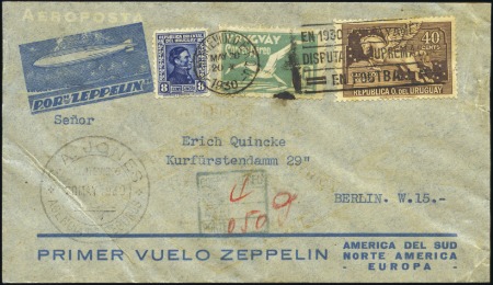 Stamp of Uruguay 1930 (18 May) First South American Zeppelin Round
