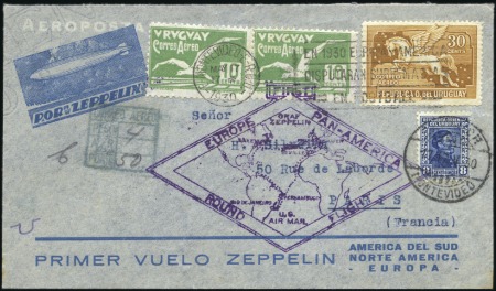 Stamp of Uruguay 1930 (18 May) First South American Zeppelin Round 