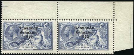 Stamp of Ireland 10s Dull grey-blue, mint top right corner marginal