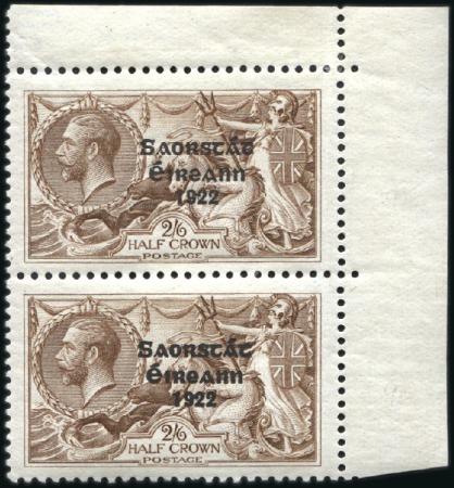 Stamp of Ireland 2s6d Chocolate-brown, mint top right corner sheet