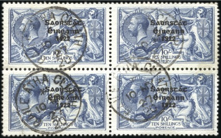 Stamp of Ireland 10s Dull grey-blue, used block of four showing fou