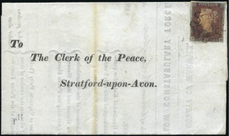 Stamp of Great Britain » 1840 1d Black and 1d Red plates 1a to 11 Plate 11 JD with good to very good margins, tied o