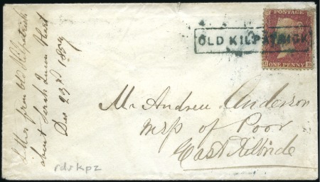 Stamp of Great Britain » 1854-70 Perforated Line Engraved 1857 (Dec) Envelope with 1854-57 1d red tied by cr