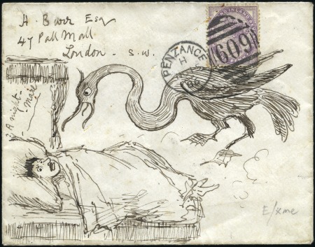 Stamp of Great Britain » 1855-1900 Surface Printed 1886 (Nov 15) Envelope hand illustrated with a dra