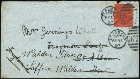 Stamp of Hong Kong 1897 (Apr 12) Envelope to England with 1882-96 10c