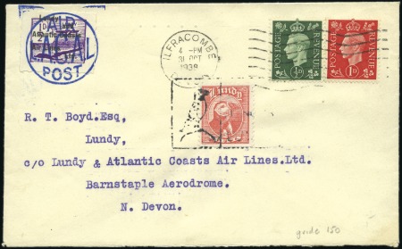 Stamp of Great Britain » Locals LUNDY: 1938 (Oct 31) Envelope to Lundy with GB KGV