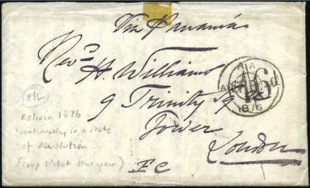 Stamp of Bolivia 1876 (July 7) Envelope from Sucre to London, with