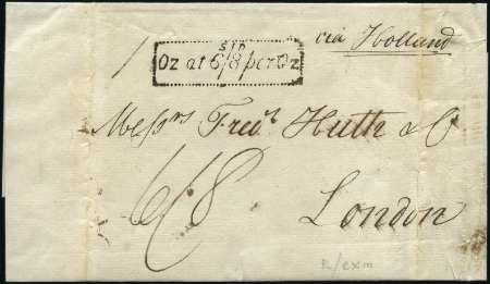 Stamp of Great Britain » Postal History » Pre-Adhesive & Stampless 1830 Wrapper from Hamburg to London with superb st
