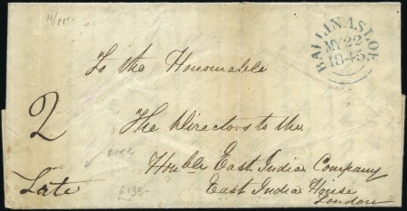 Stamp of Ireland 1845 Entire from Ballinasloe to the East India Com