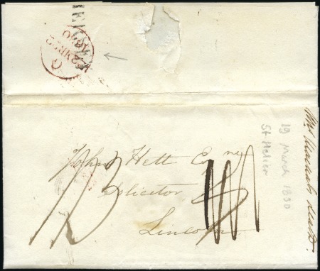 Stamp of Great Britain » Channel Islands » Jersey 1830 Entire from St. Helier with a late re-use of