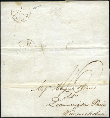 Stamp of Great Britain » Postal History » Pre-Adhesive & Stampless 1839 (Dec 4) Entire from London to Leamington sent