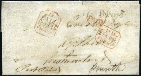 Stamp of Great Britain » Postal History » Pre-Adhesive & Stampless 1840 (Jan 10) Entire from London to Kirkby Thore s