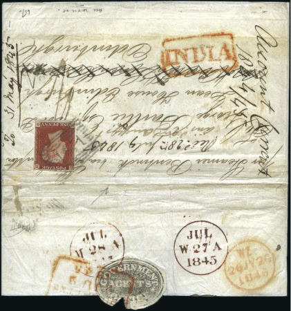 Stamp of India 1842 Cover from the Government Agent's Office (wit