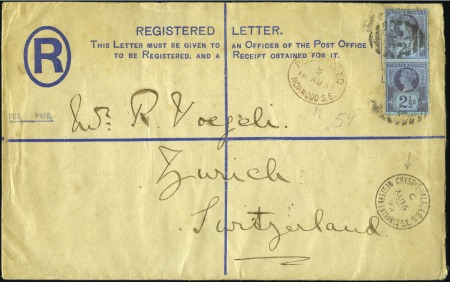 Stamp of Great Britain » 1855-1900 Surface Printed 1893 (Aug 16) Registered envelope with 1887 2 1/2d