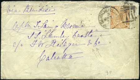 Stamp of Great Britain » 1855-1900 Surface Printed 1878 (Jan 31) Envelope from Sunderland to India wi