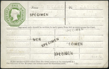 Stamp of Great Britain 1872 1s Green postal telegraph card (type TCP1b) w